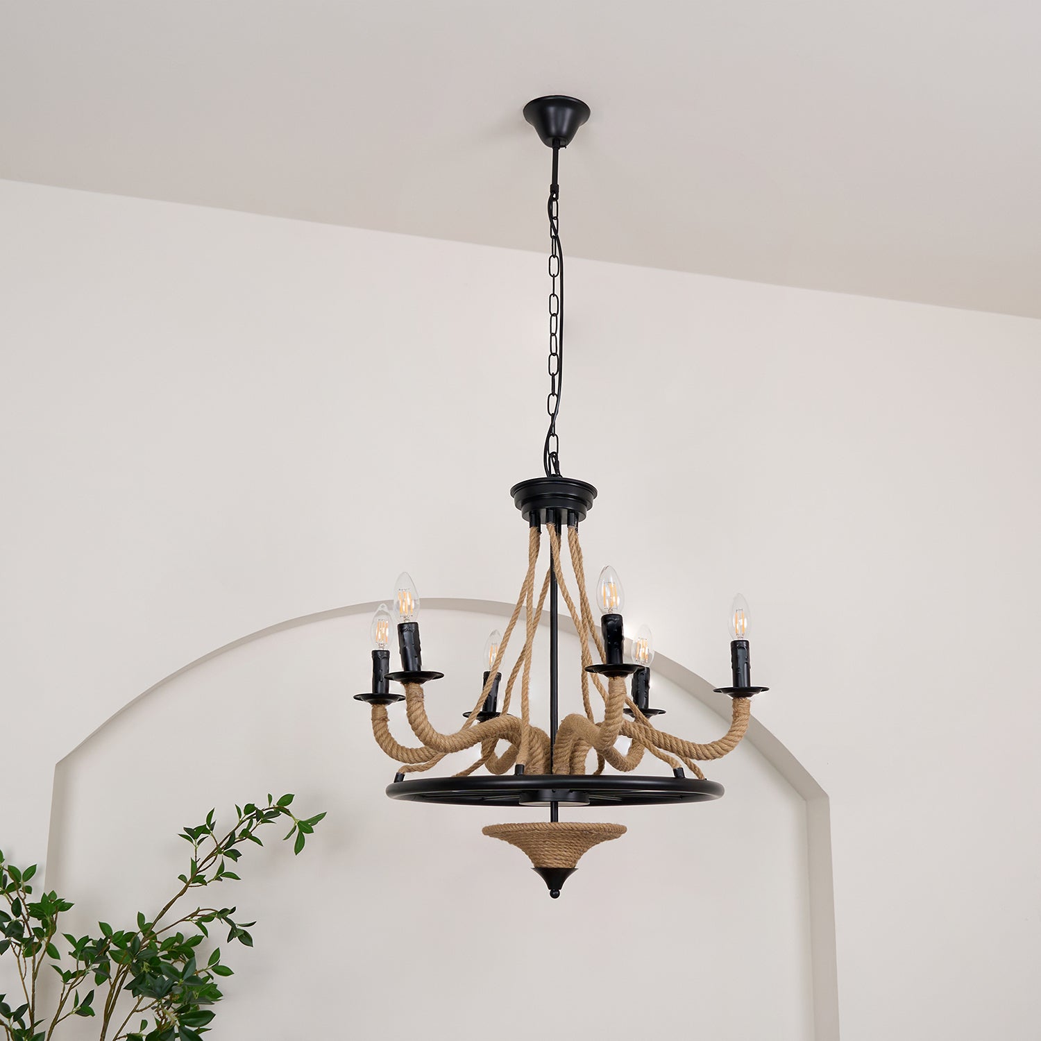 Hemp Rope Industrial Large Wheel Chandelier