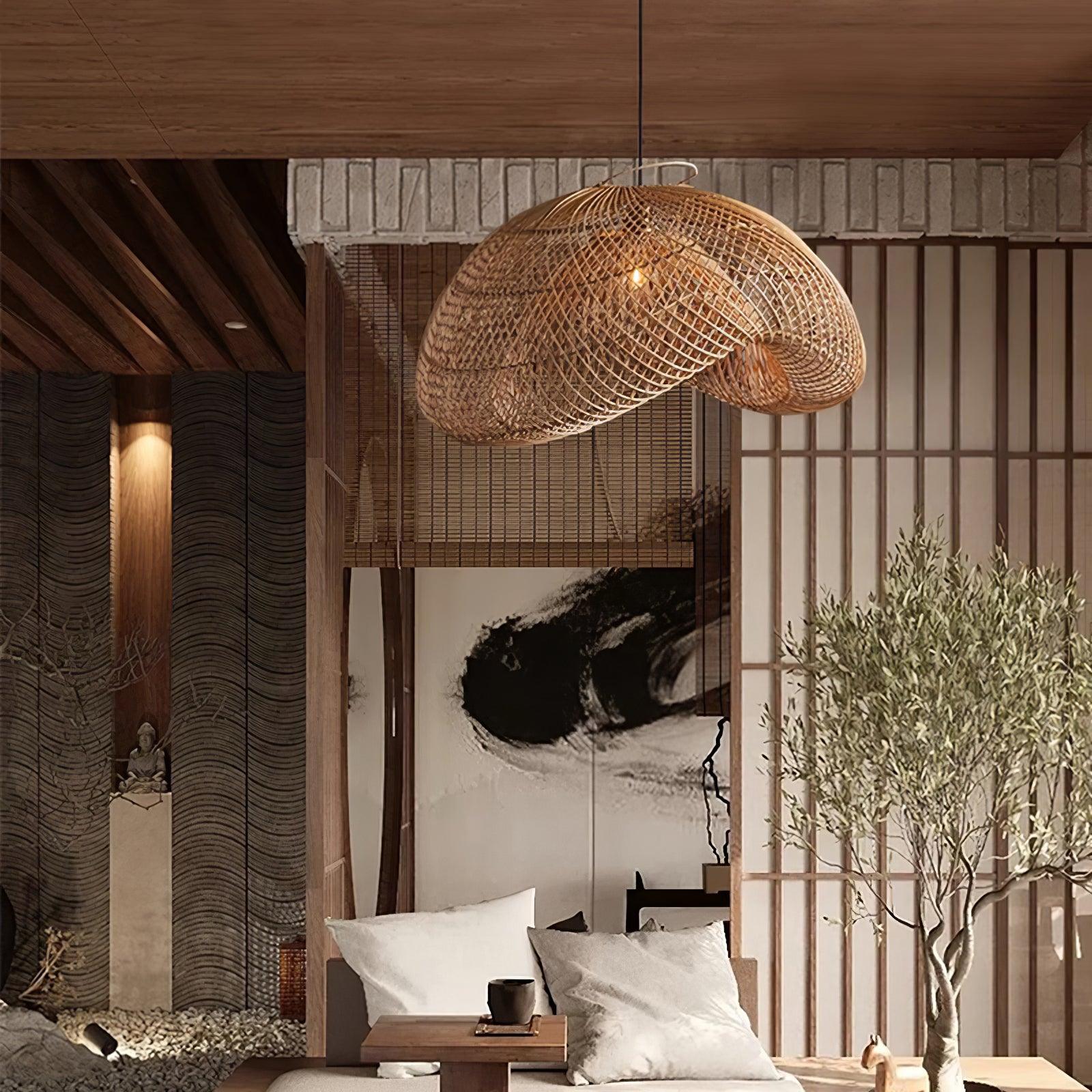 Rattan Wave Pendant Light