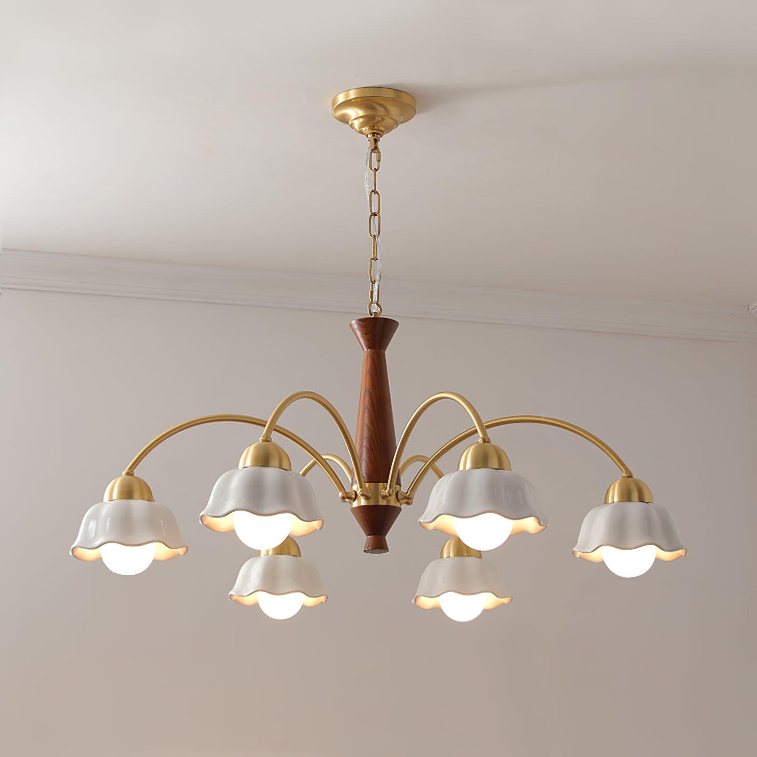 Swedish Modern Brass Chandelier