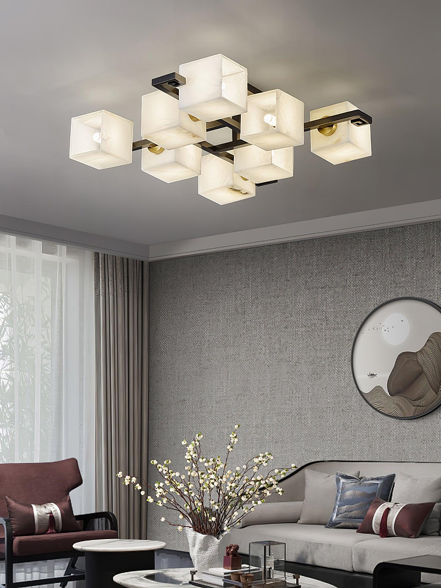 Cubist Alabaster Cluster Ceiling Lamp