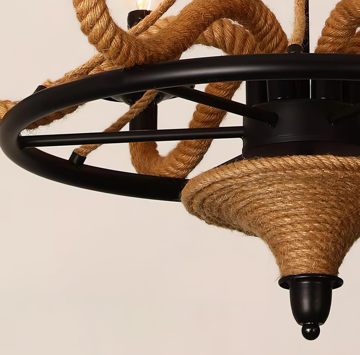 Hemp Rope Industrial Large Wheel Chandelier