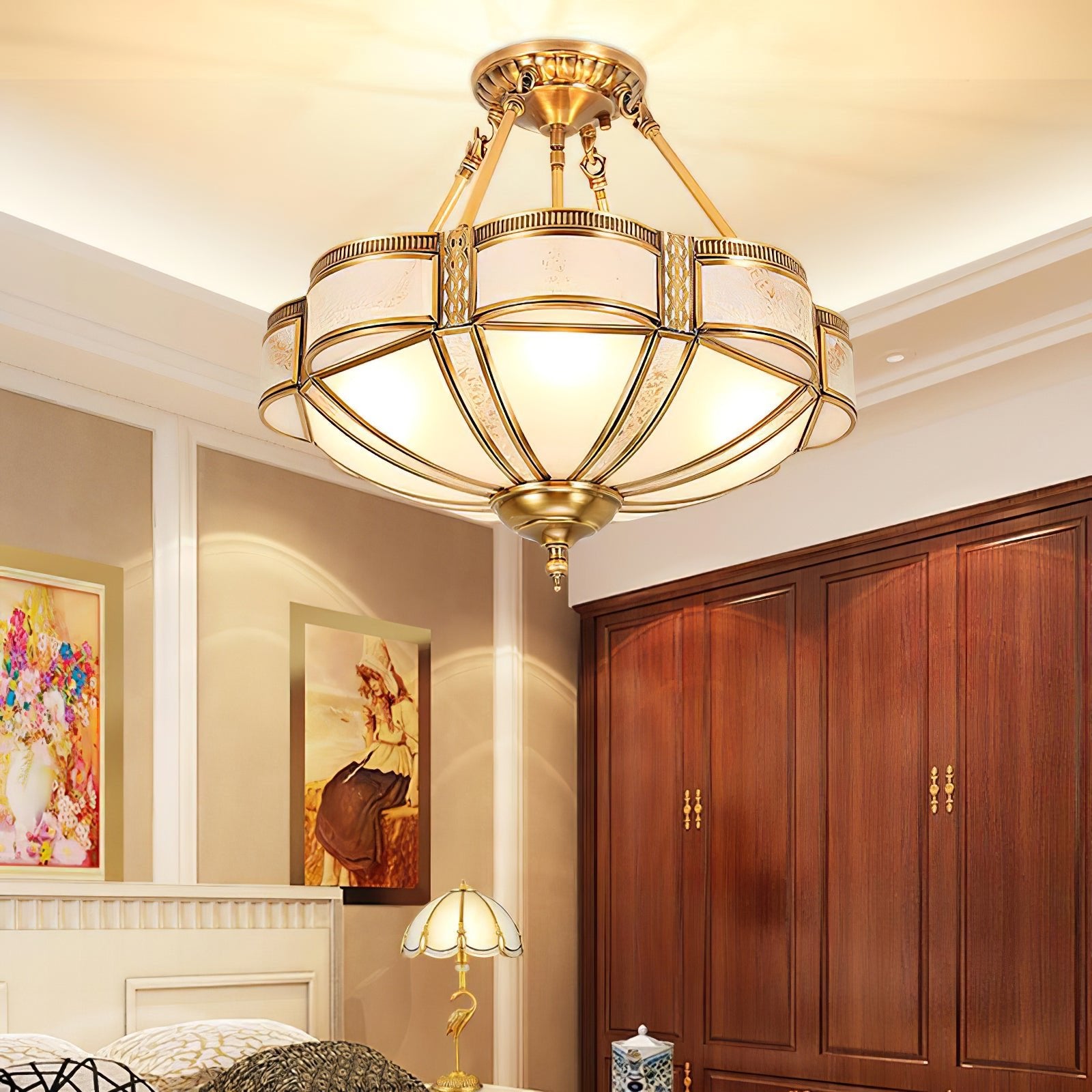 Floral Brass Ceiling Lamp