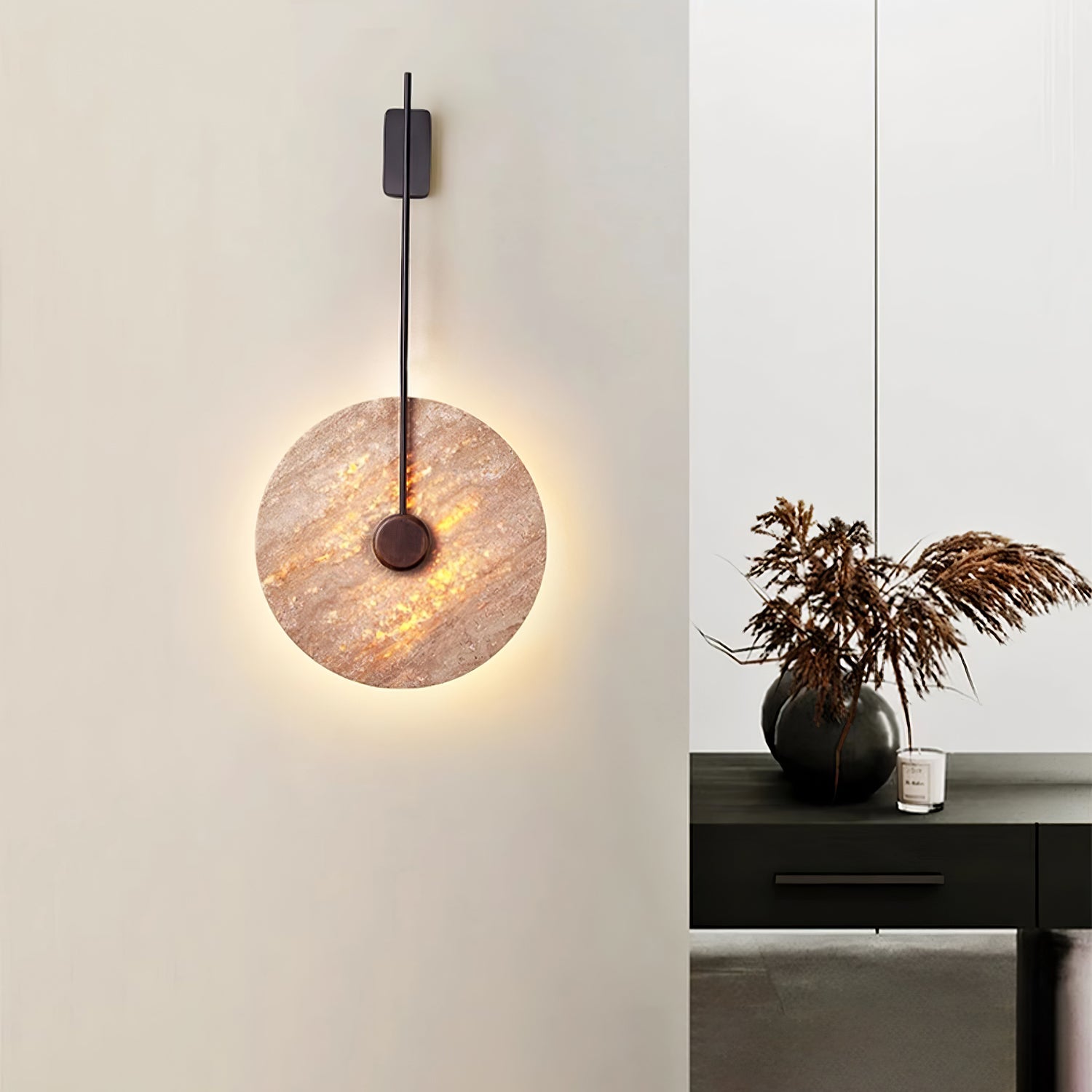 Travertine Disc Wall Lamp