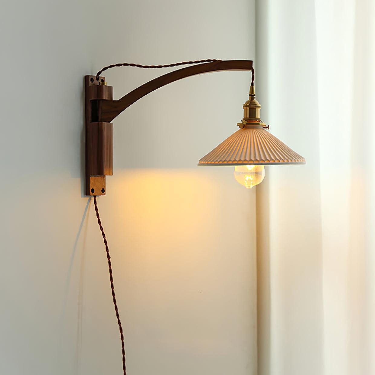 Walnut Swing Arm Wall Lamp