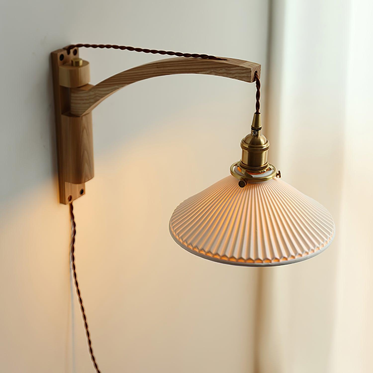 Walnut Swing Arm Wall Lamp