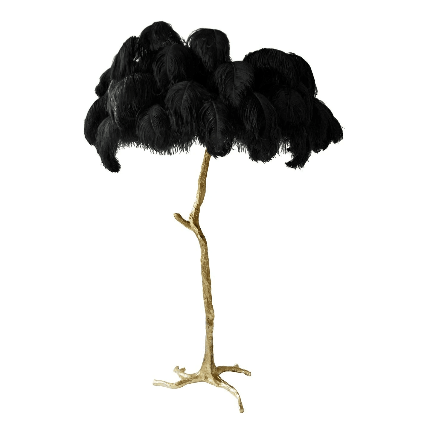 Ostrich Feather Brass Floor Lamp