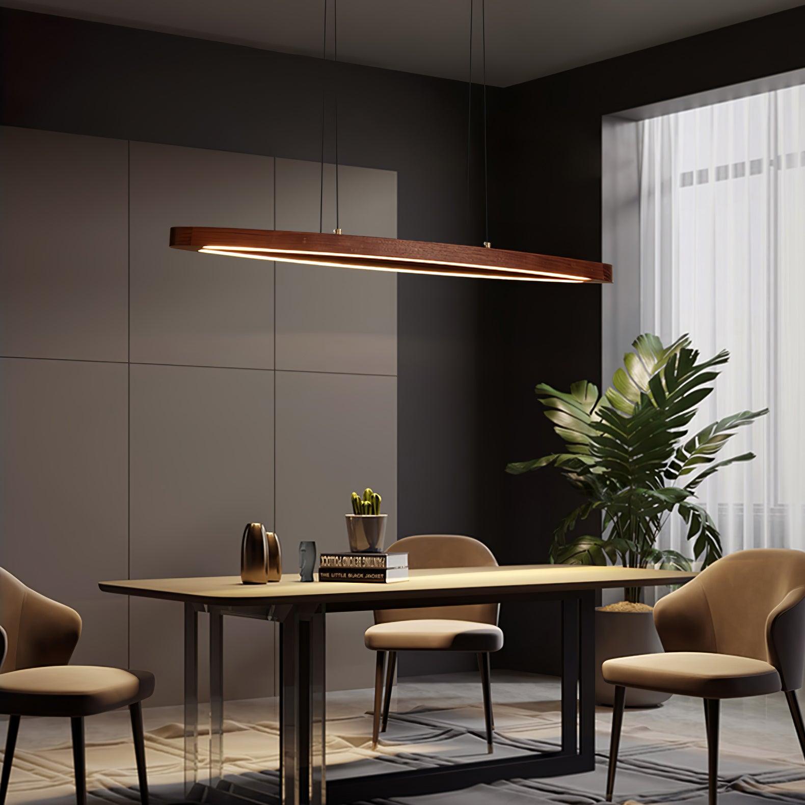 Walnut Arc Linear Pendant Lamp