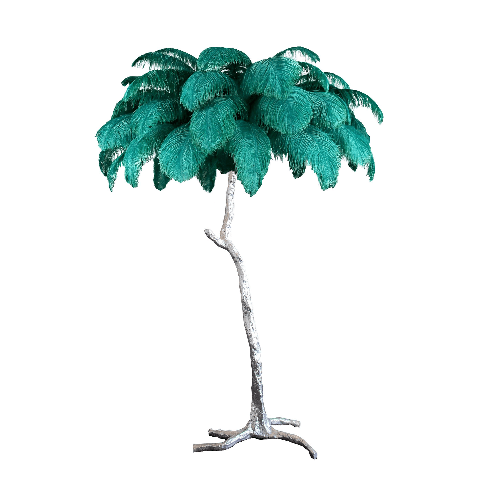 Ostrich Feather Brass Floor Lamp