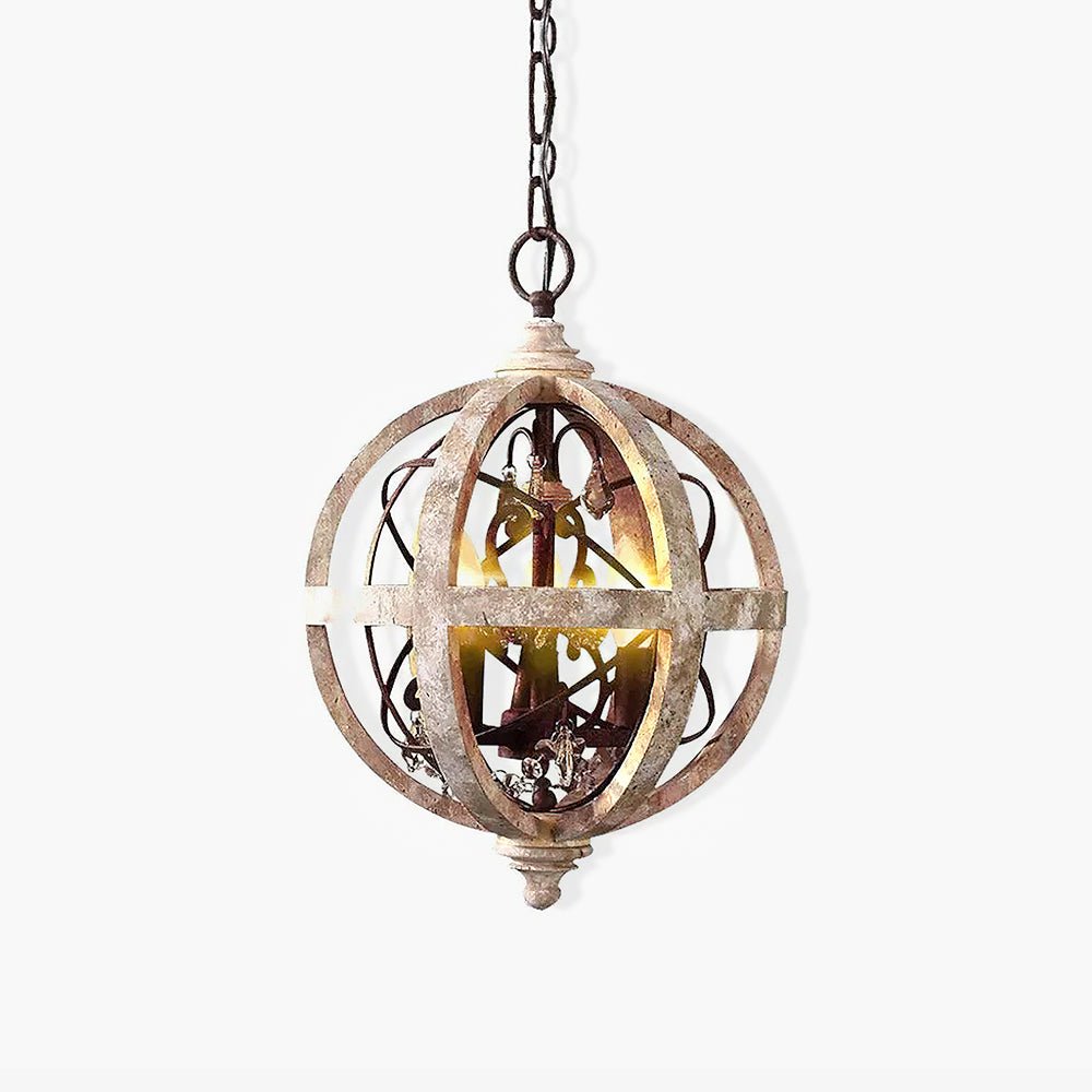 Retro Globe Weathered Chandelier