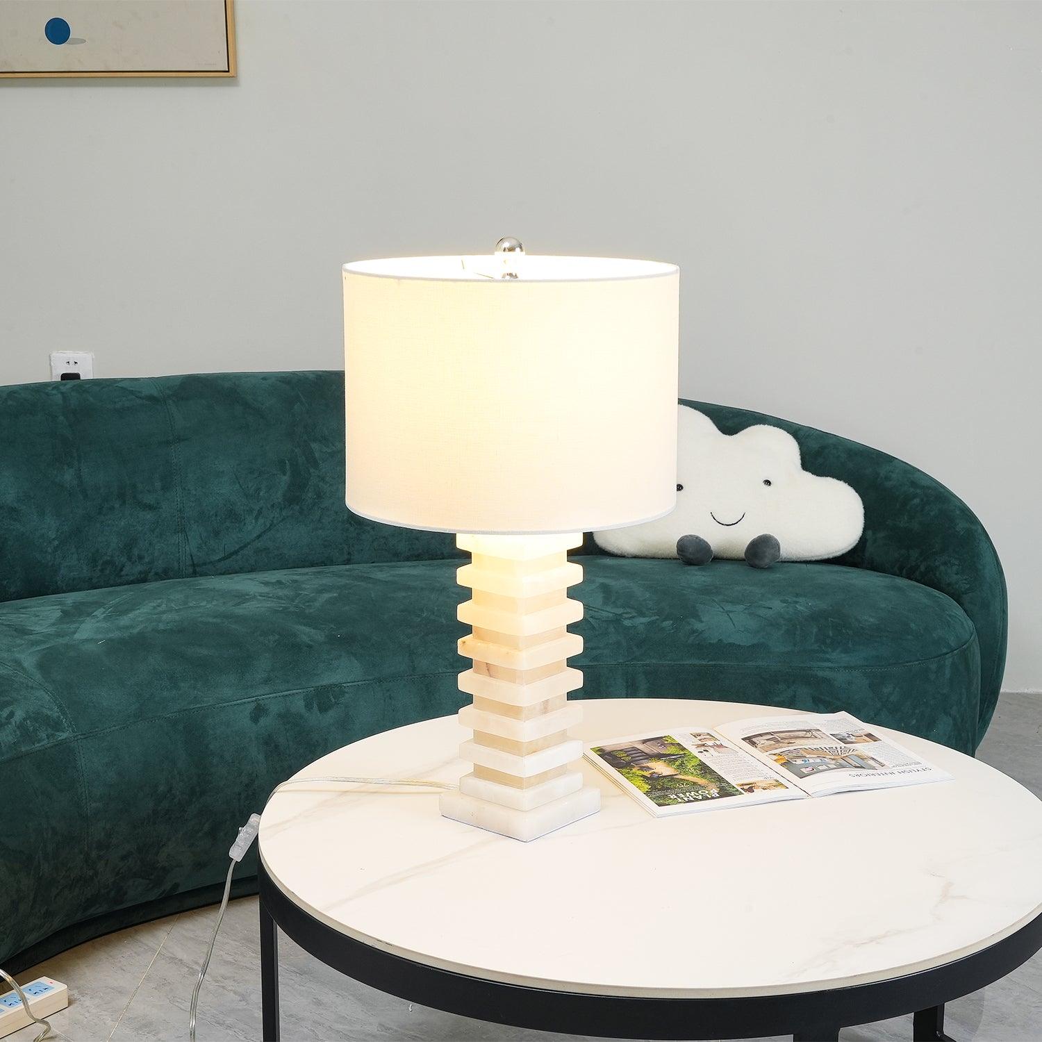 Stacked Alabaster Table Lamp