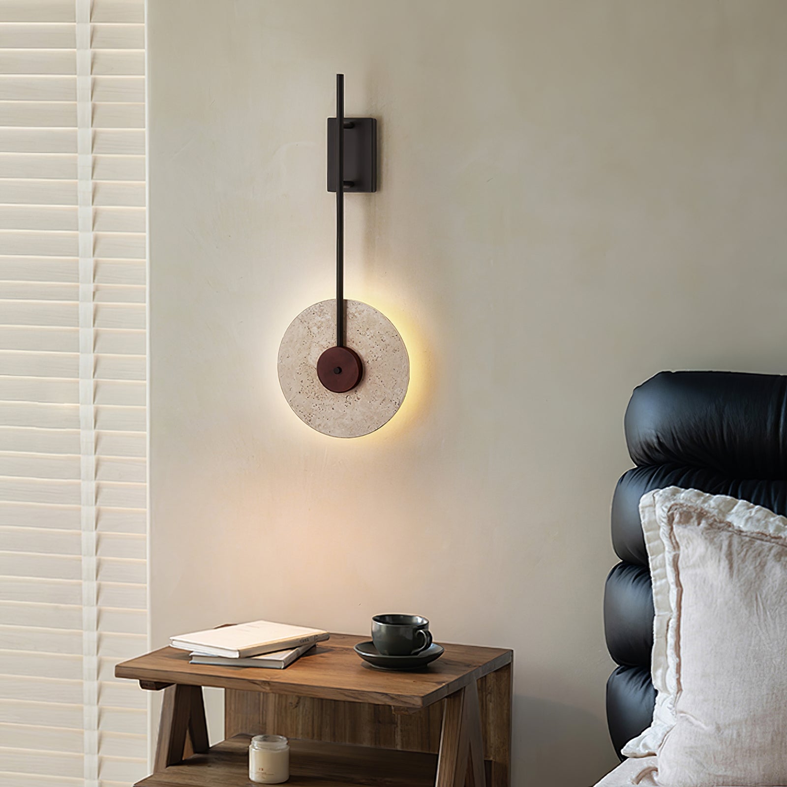 Disc Travertine Wall Lamp