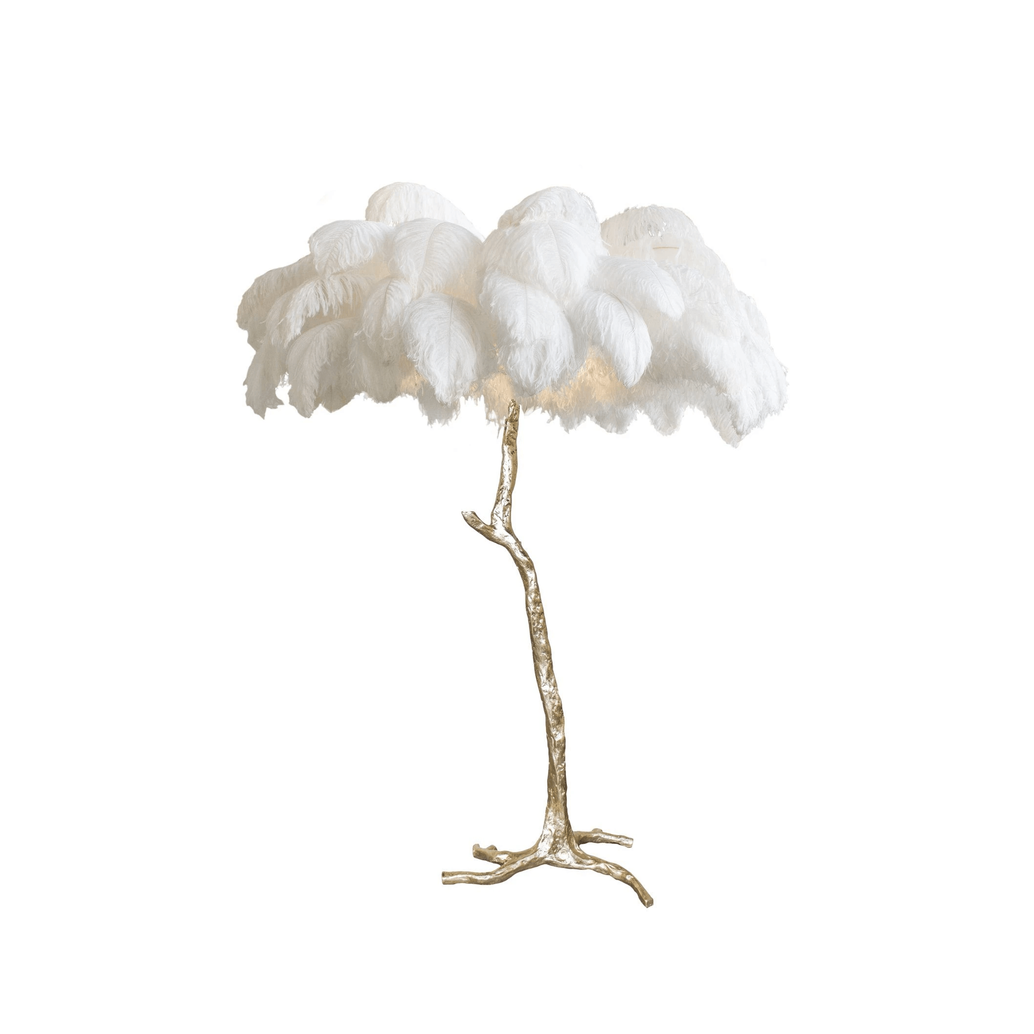 Ostrich Feather Brass Floor Lamp