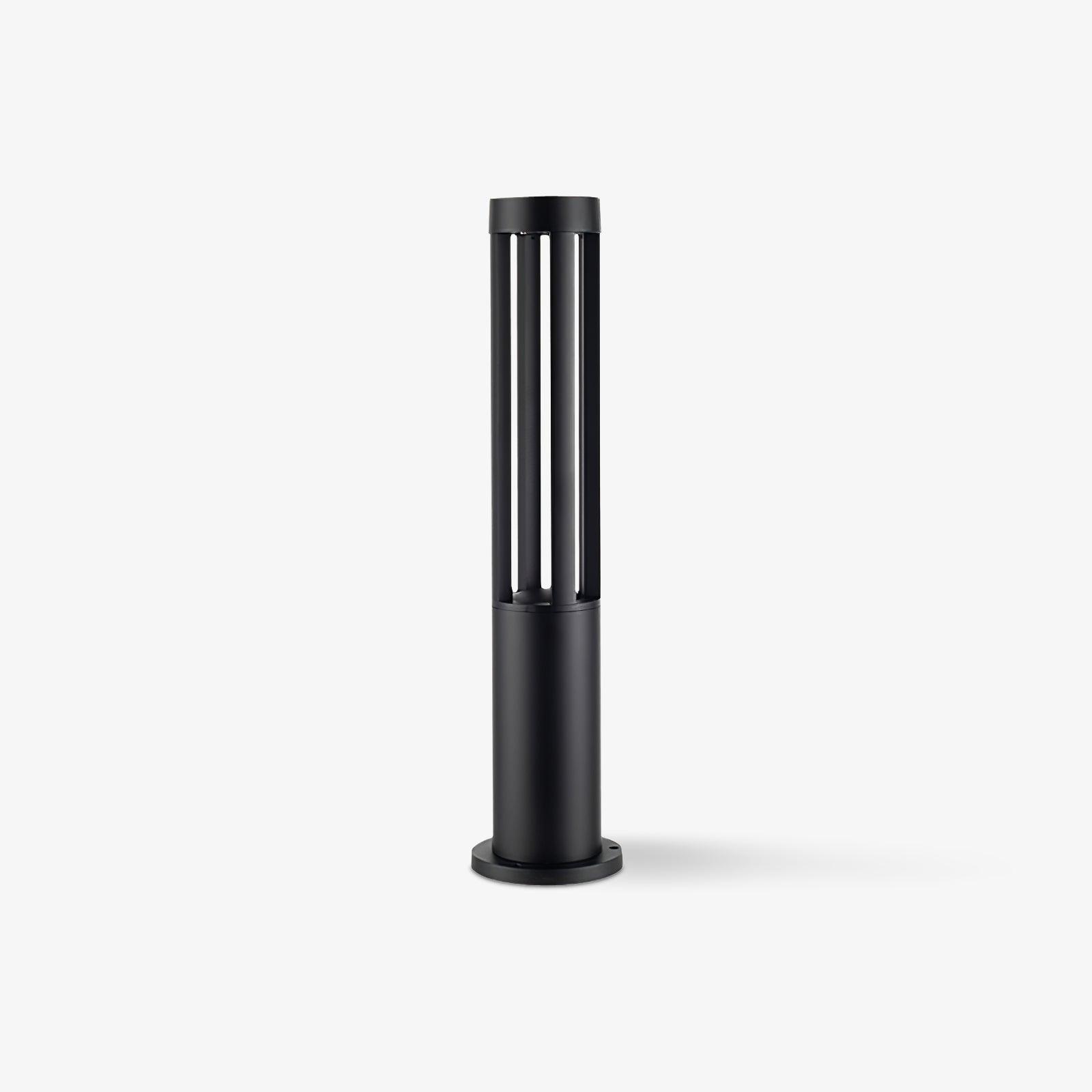 Black Cylindrical Solar Outdoor Post Light