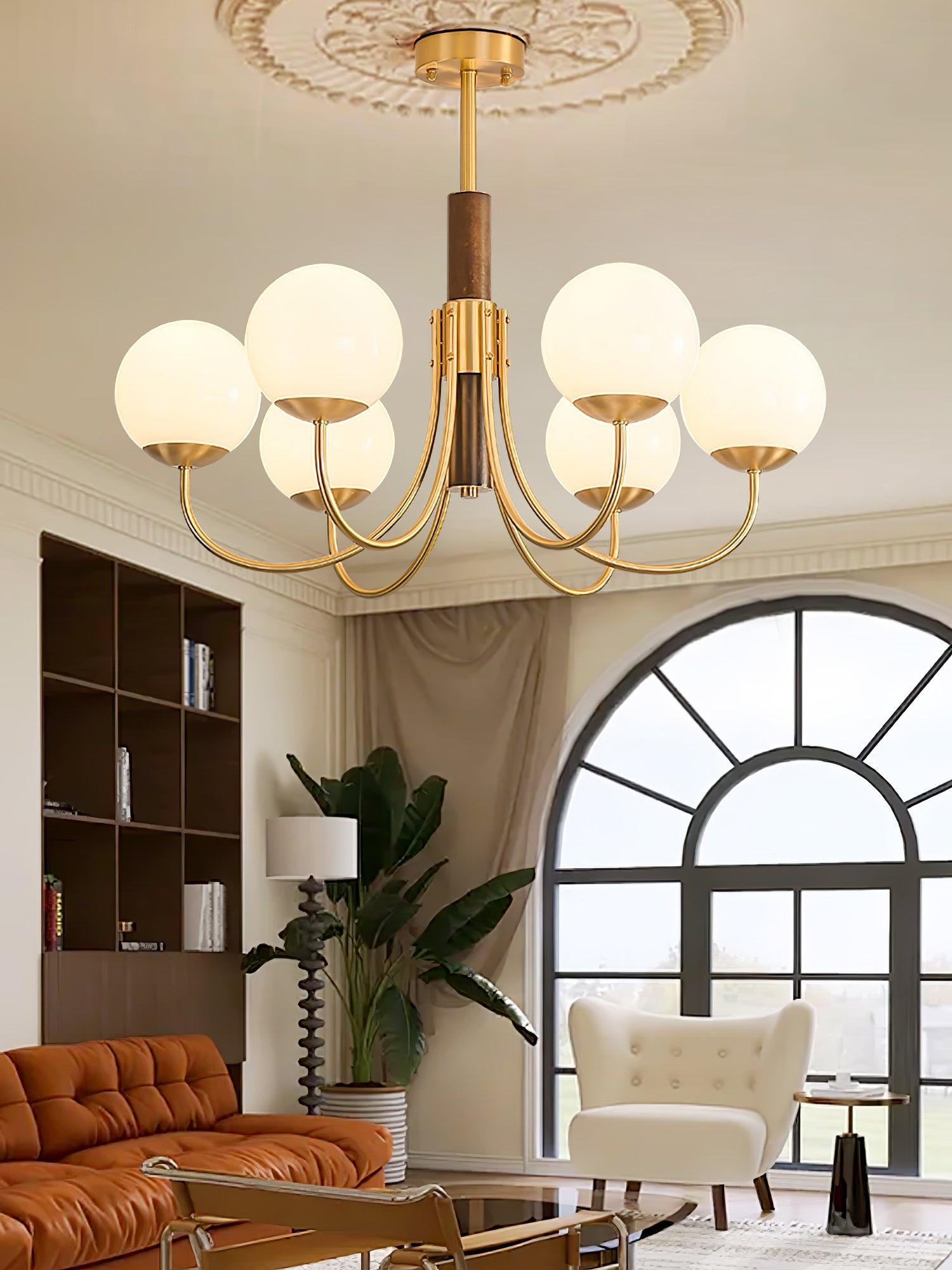 Midas Touch Walnut Sphere Chandelier