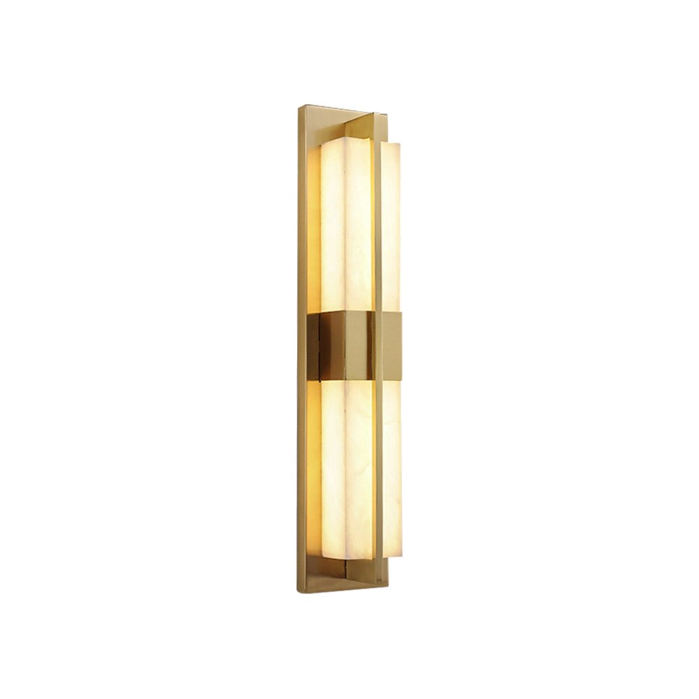 Rectangular Alabaster Brass Wall Sconce