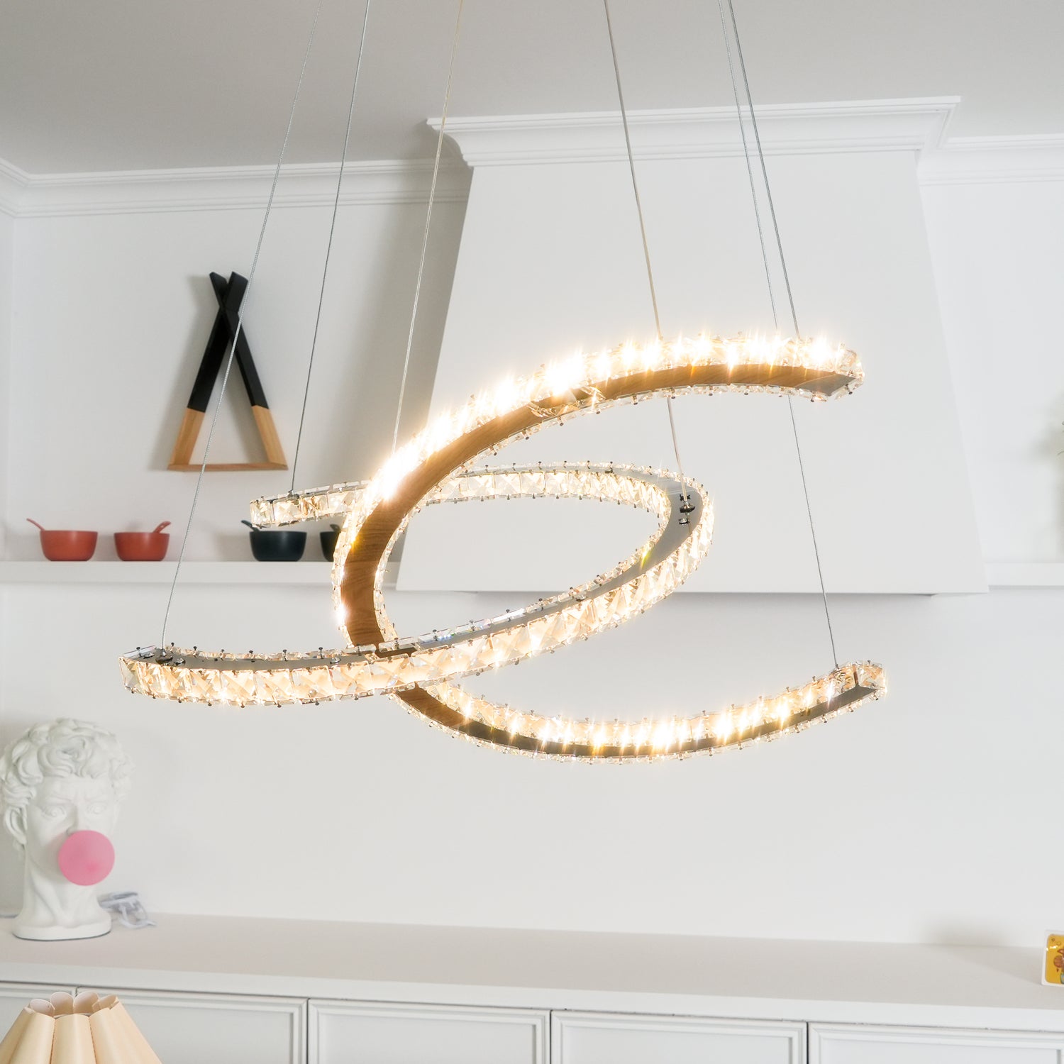 Modern Crystal Double C Chandelier