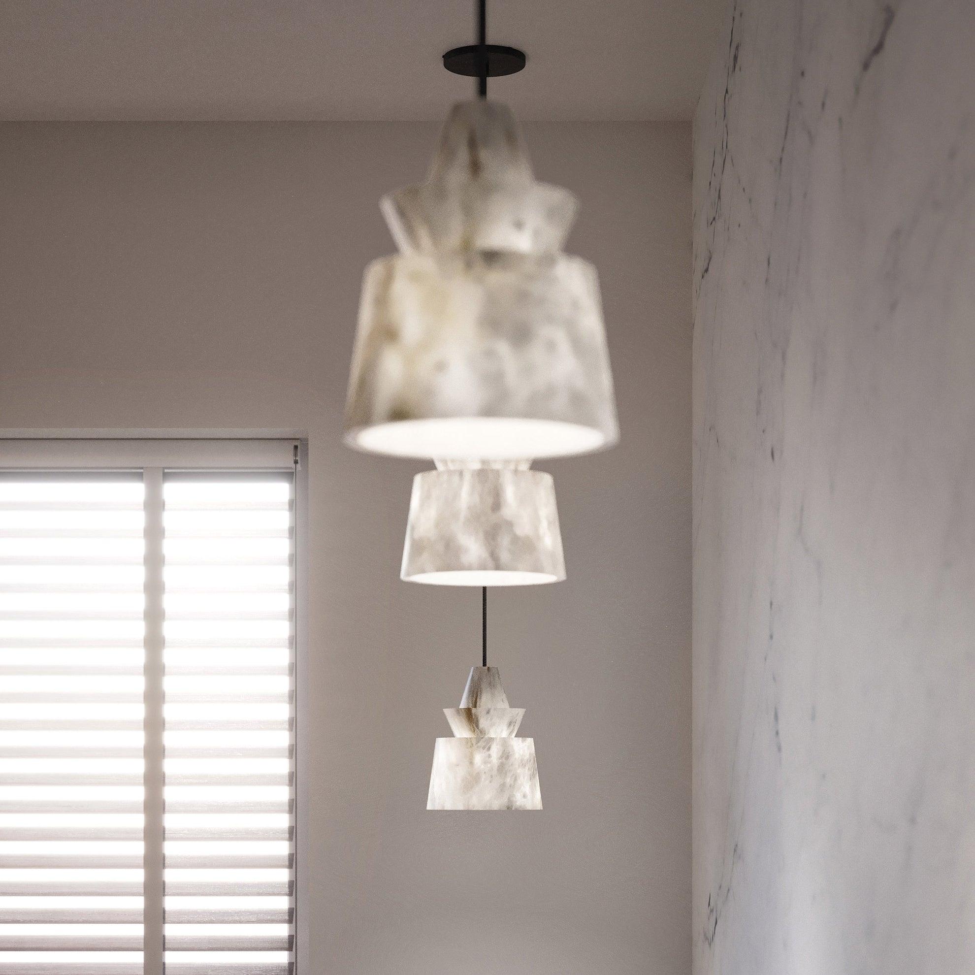 White Alabaster  Pendant Light