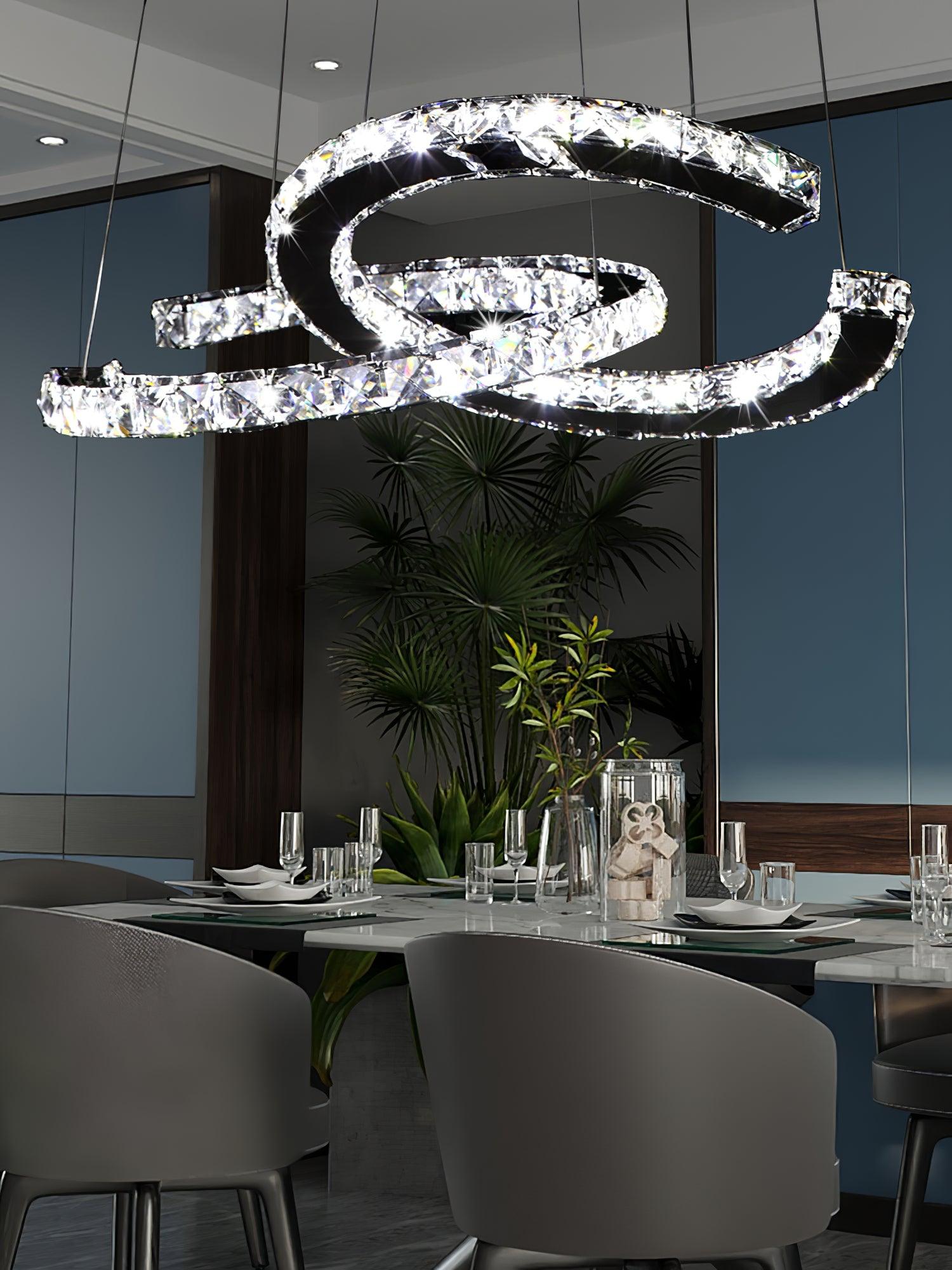 Modern Crystal Double C Chandelier