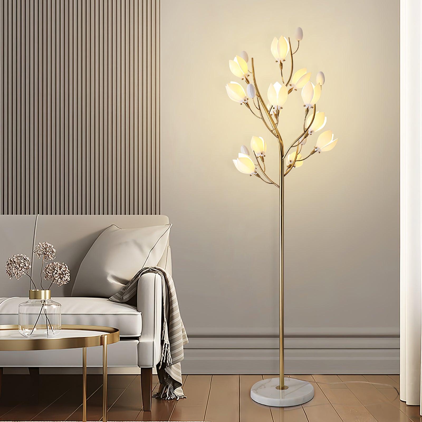 Porcelain Magnolia Floor Lamp