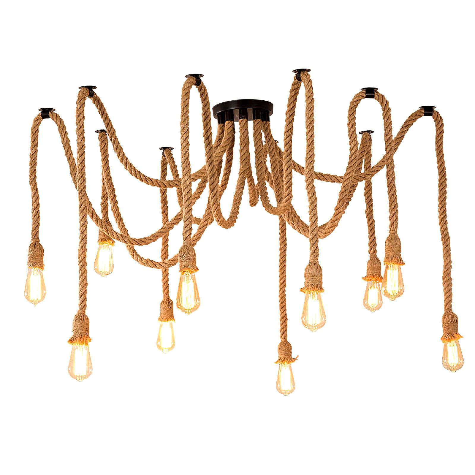 Hemp Rope Scattered Flower Chandelier