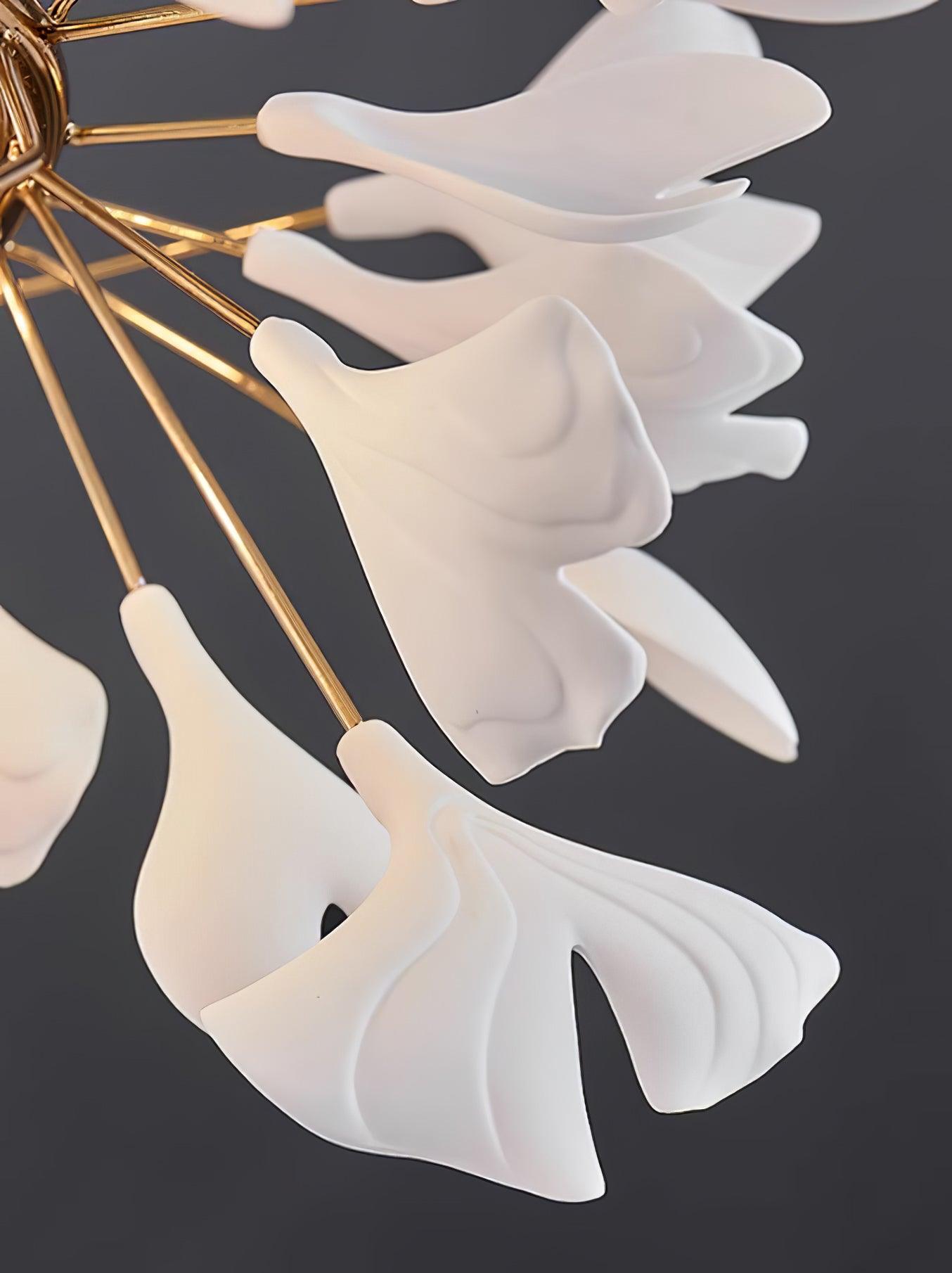 Gold White Leaves Combination Gingko Chandeliers