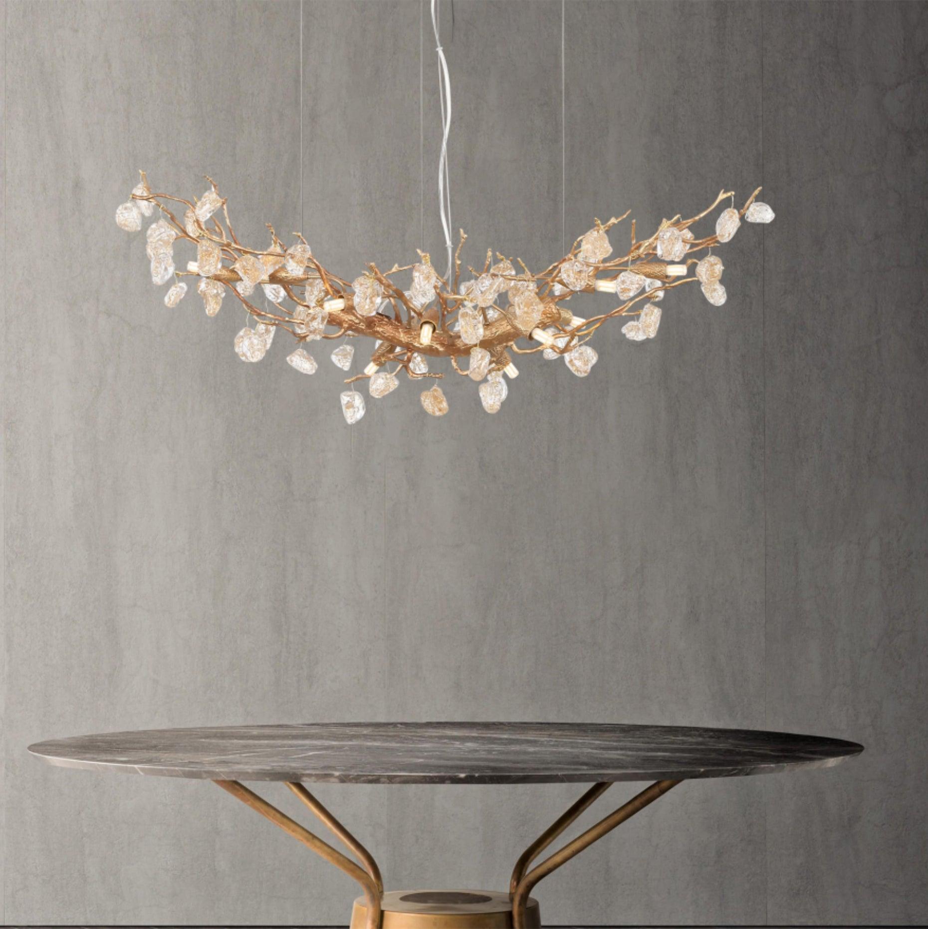 Stone Crystal Brass Chandelier