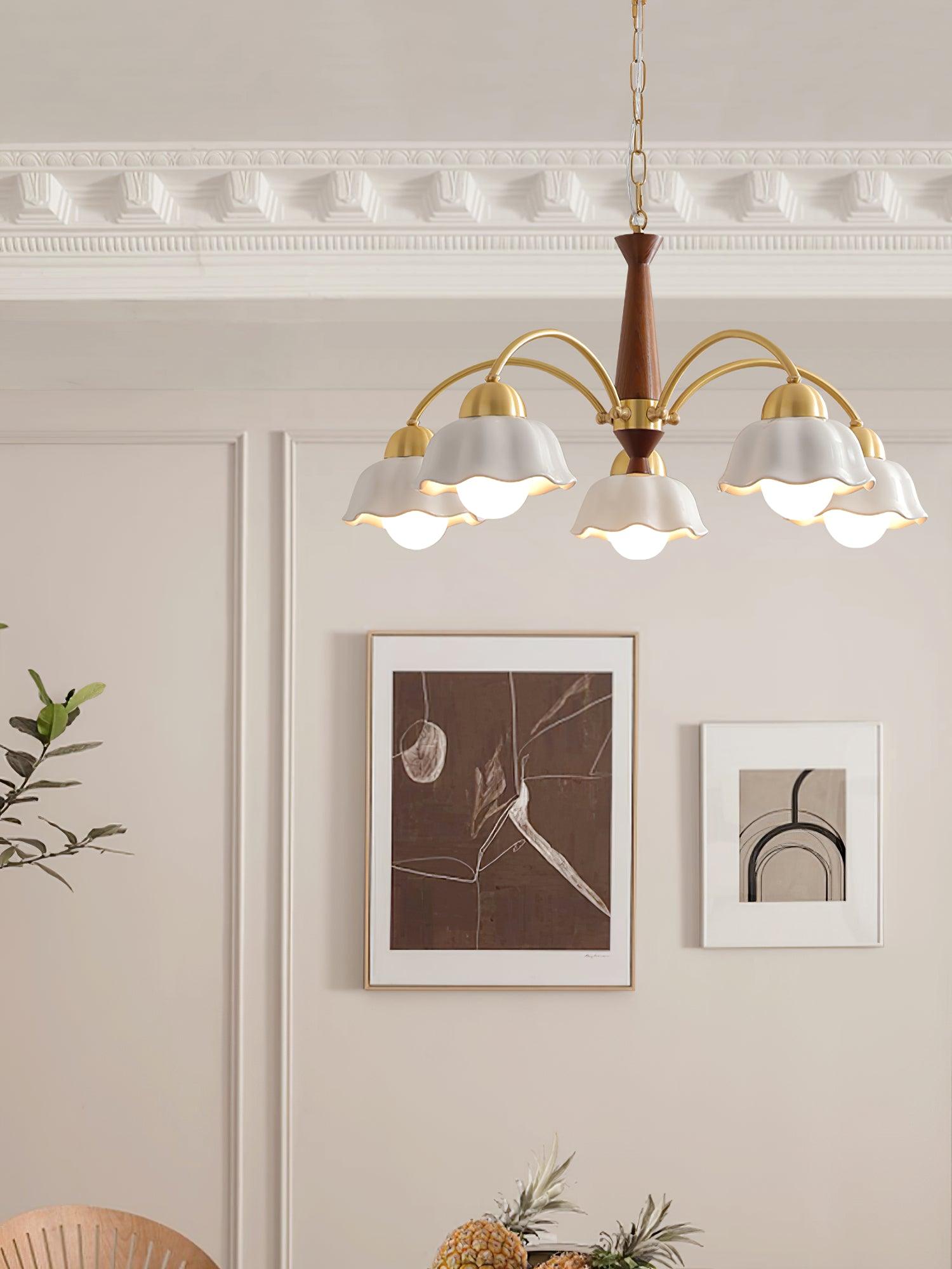 Swedish Modern Brass Chandelier