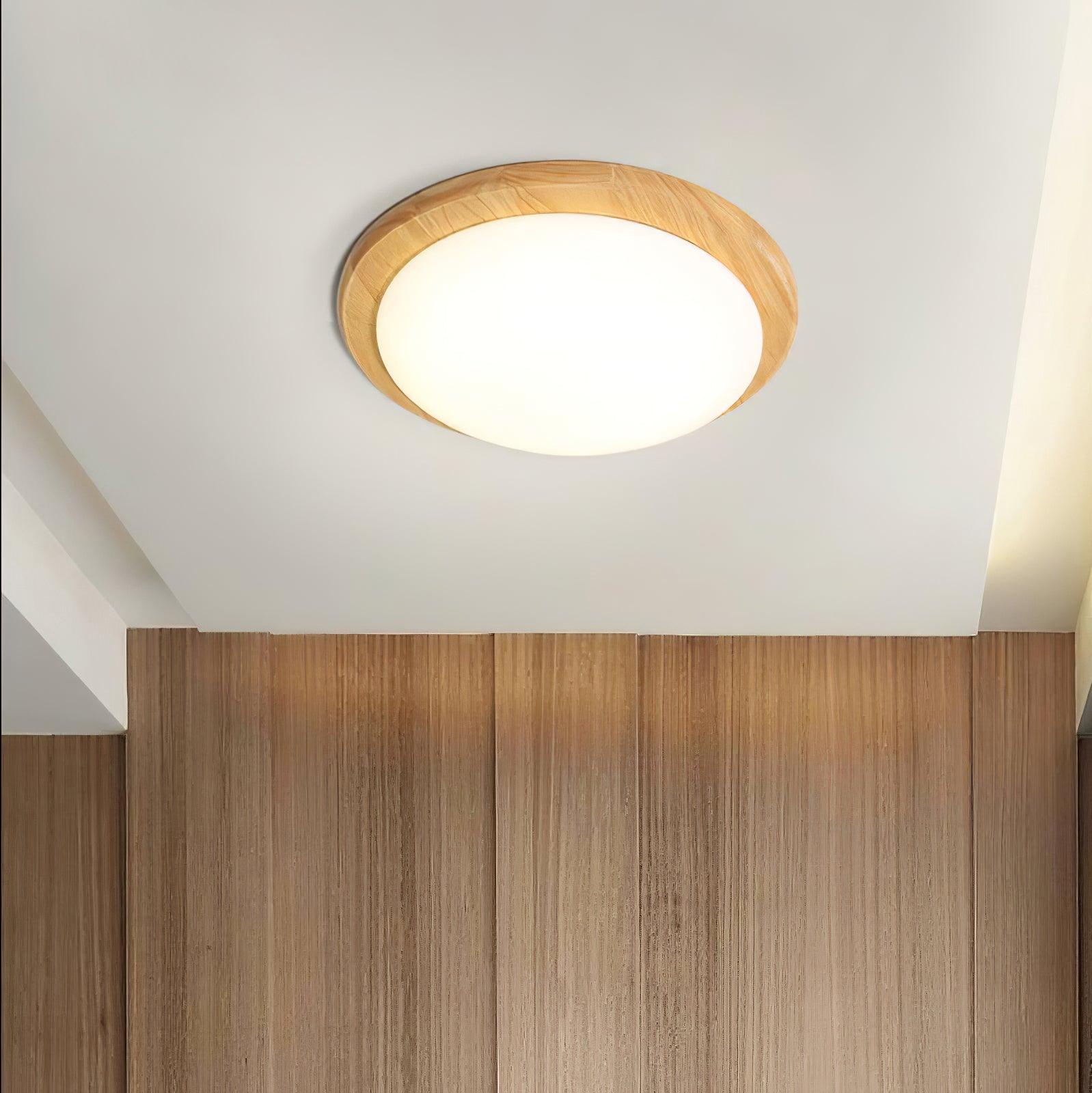 Drum Wood Ceiling Lamp