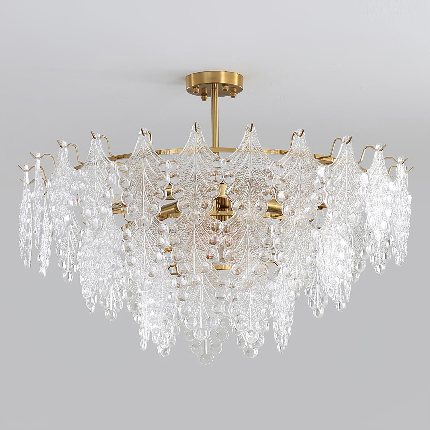 Tiered Carved Glass Chandelier