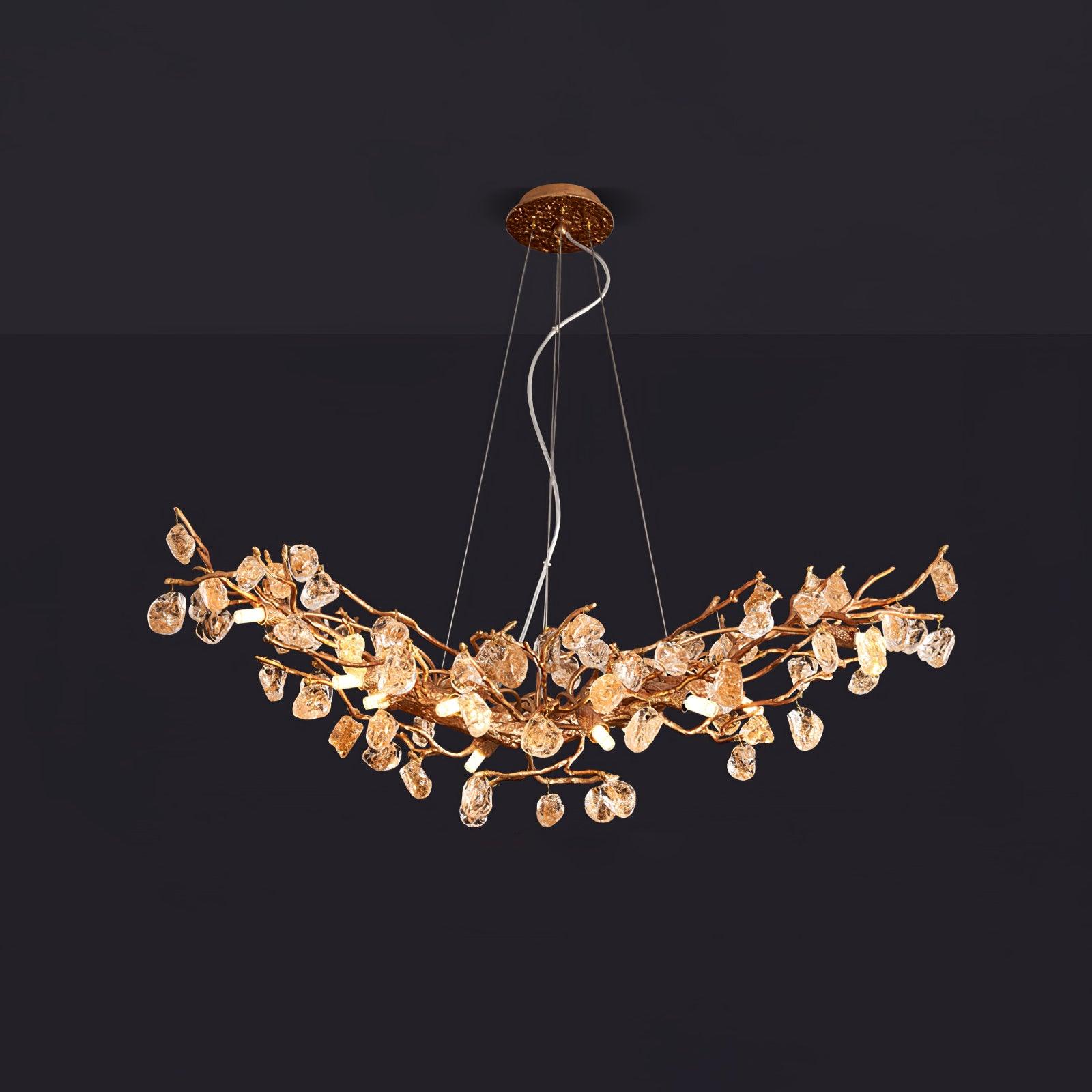 Stone Crystal Brass Chandelier