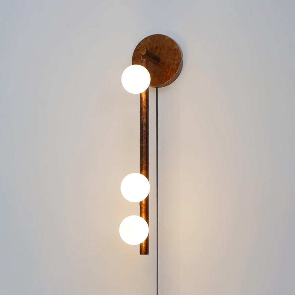 Brass Glass Tube Plug-in Wall Lamp