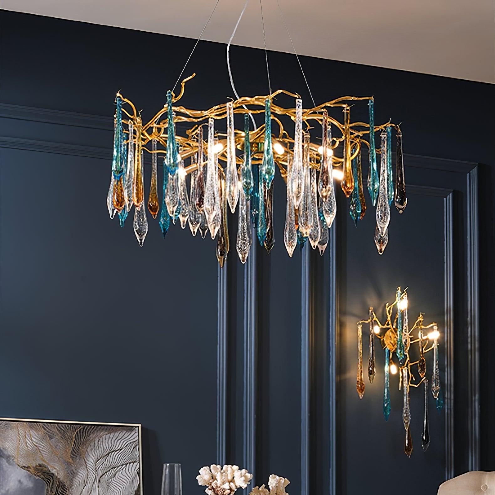 Gold Round Teardrop Chandelier