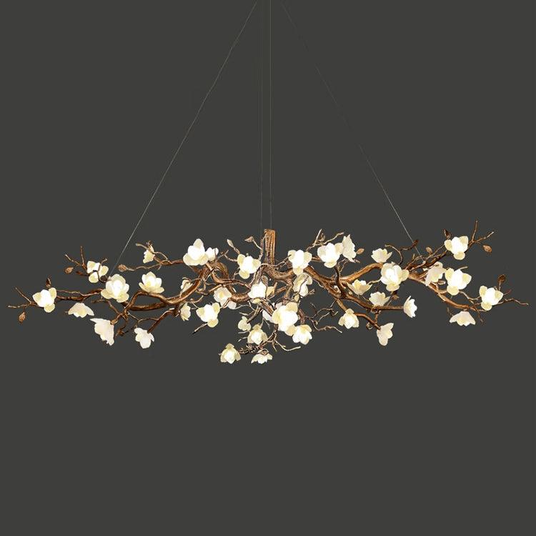 Flower Bloom Branch Brass Chandelier