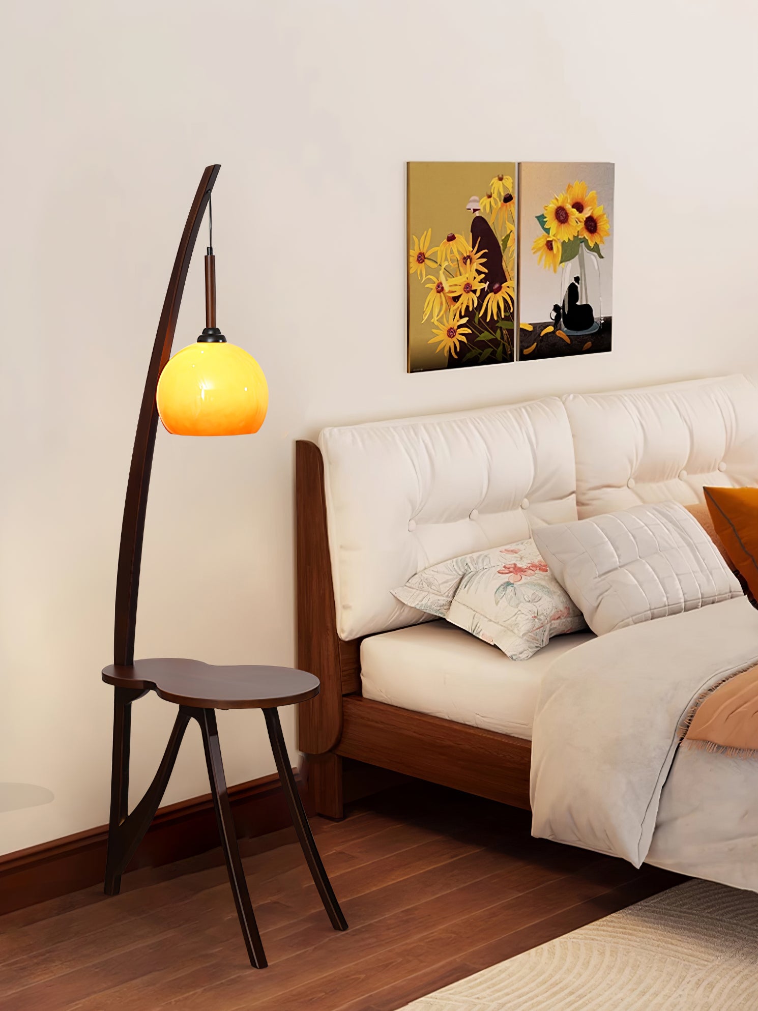 Arc Wood Hanging Floor Lamp