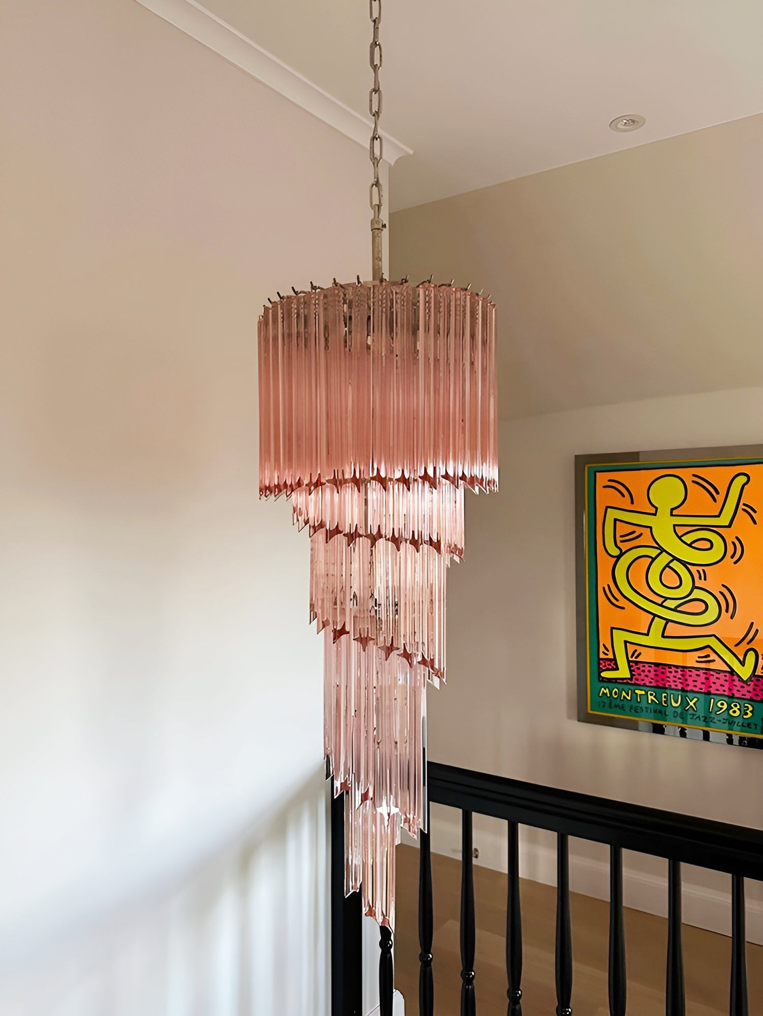 Murano Spiral Prism Glass Chandelier