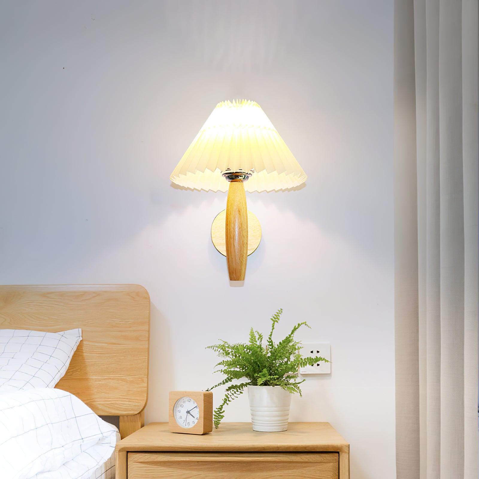 Oak Pleated Wall Light