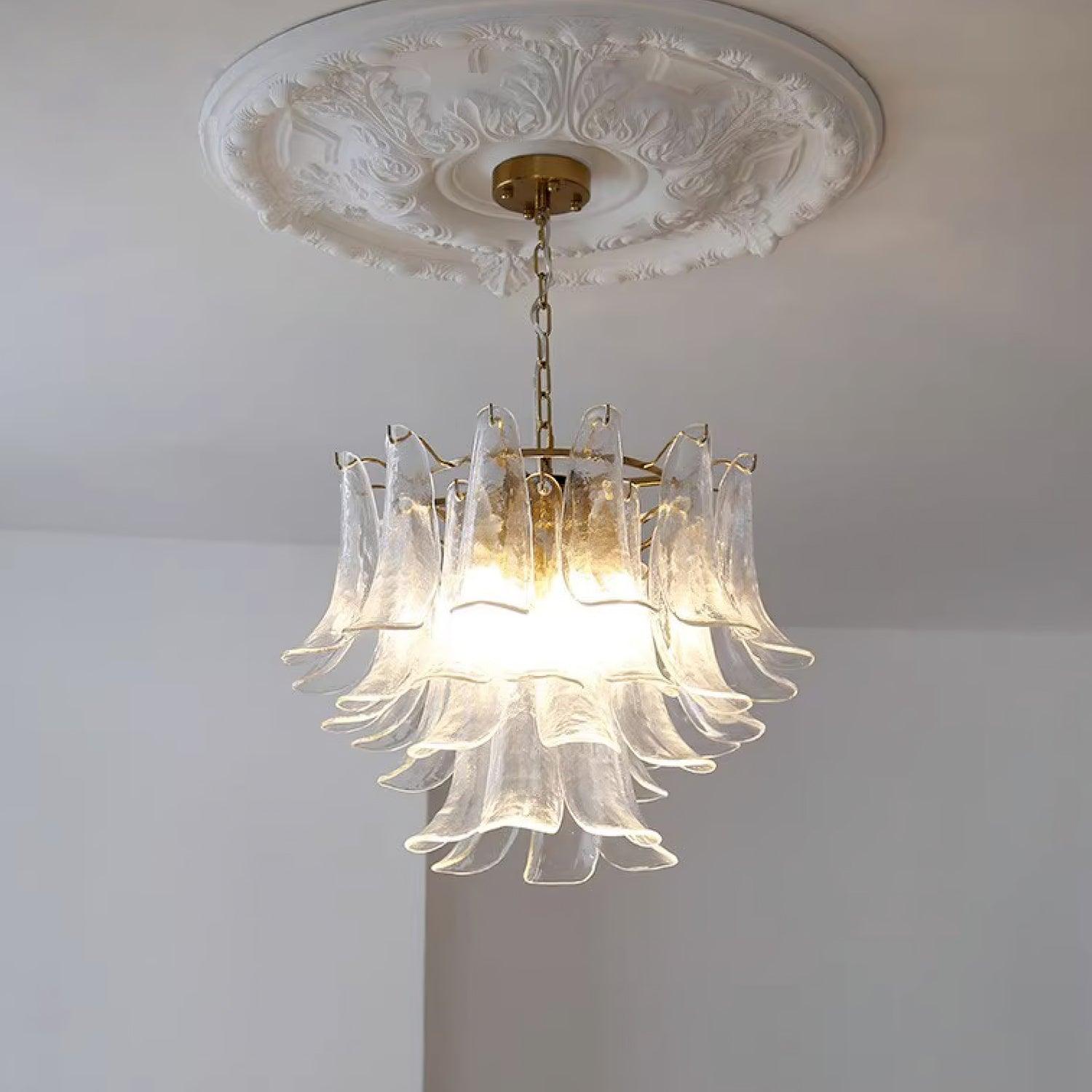 Glass Leaf Cascade Chandelier