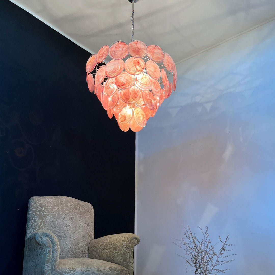 Pink Murano Disc Chandelier