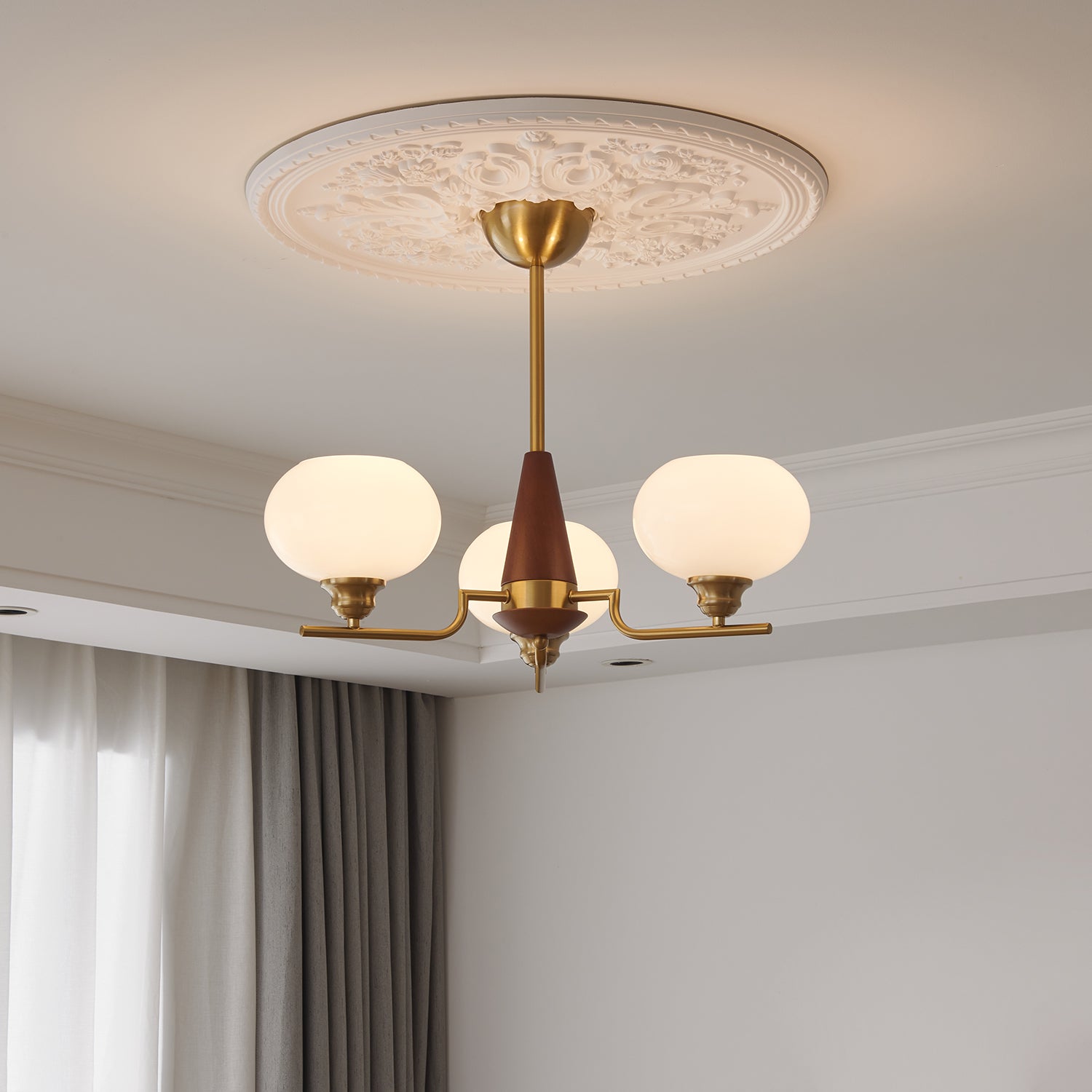 Celeste Sphere Walnut Chandelier