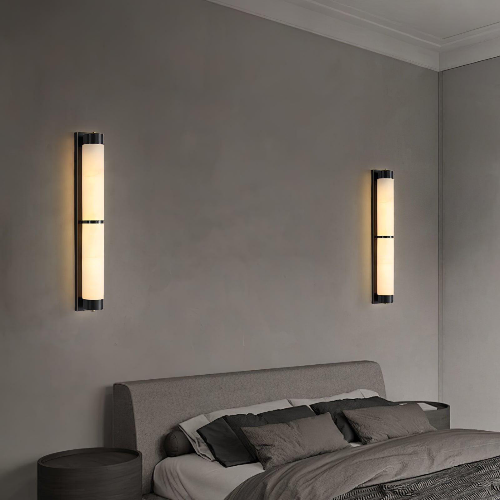 Cylindra Alabaster Brass Wall Light