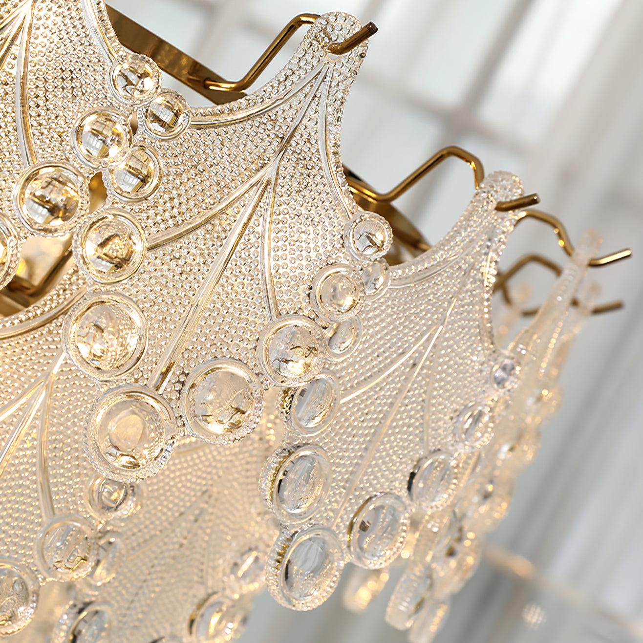 Tiered Carved Glass Chandelier