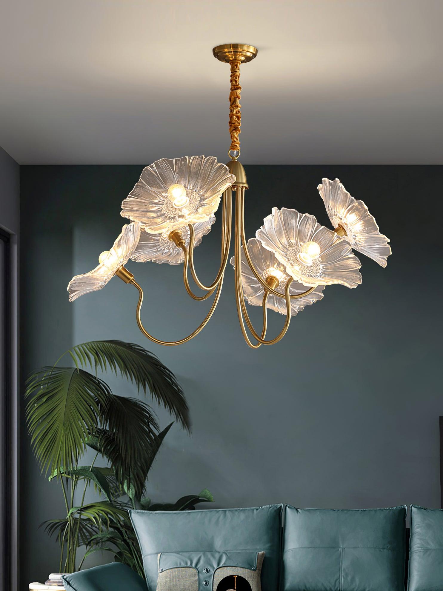 Lotus Leaf Glass Chandelier