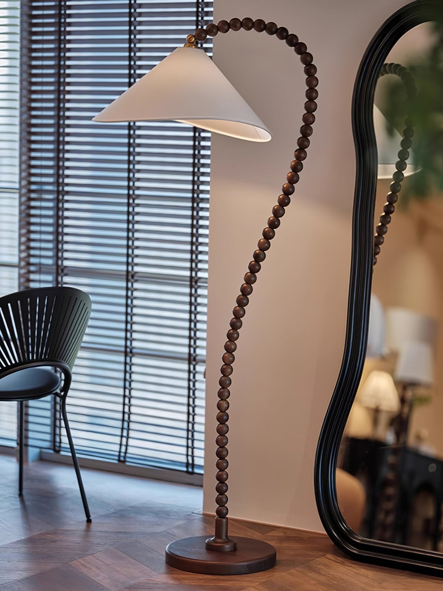 Wooden Bead Floor Lamp