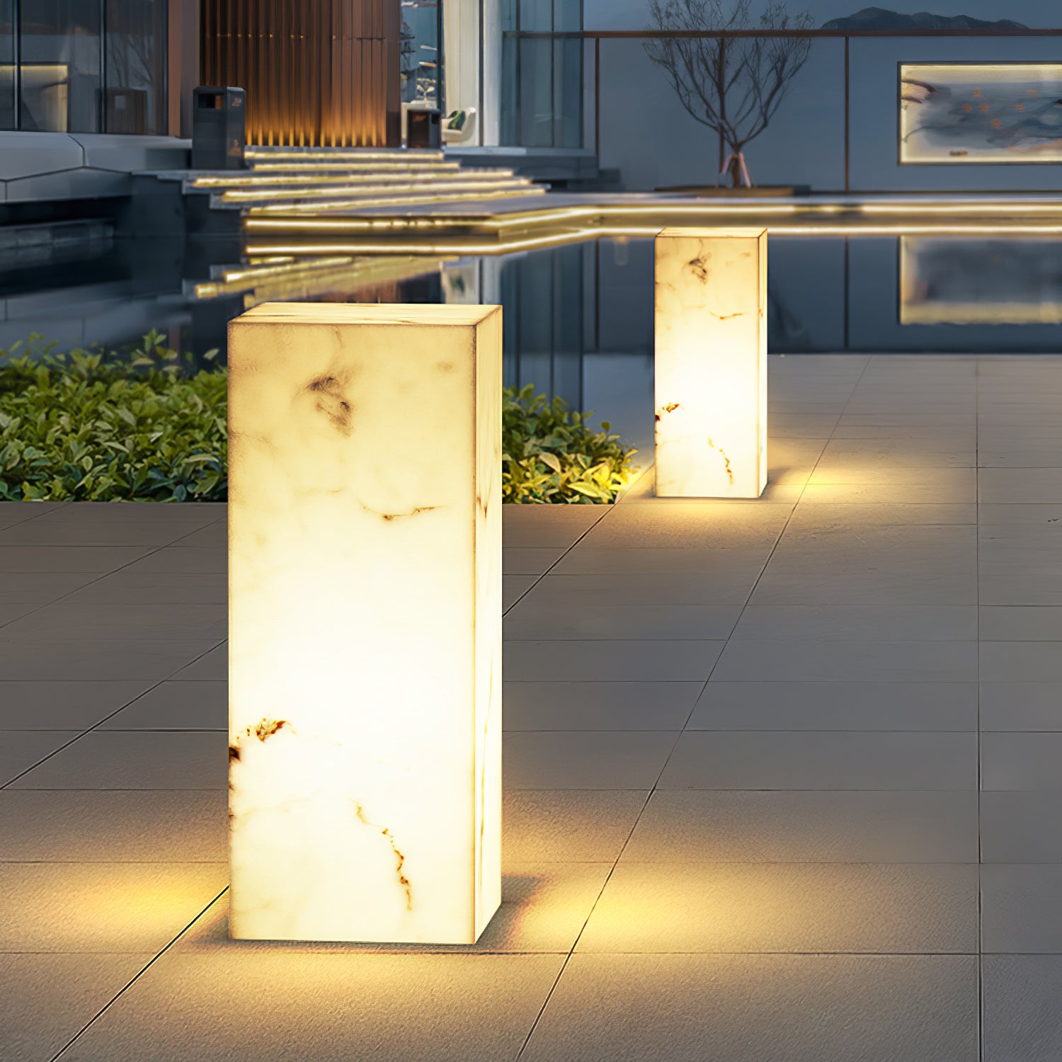 Imitation Marble Cube Outdoor Light