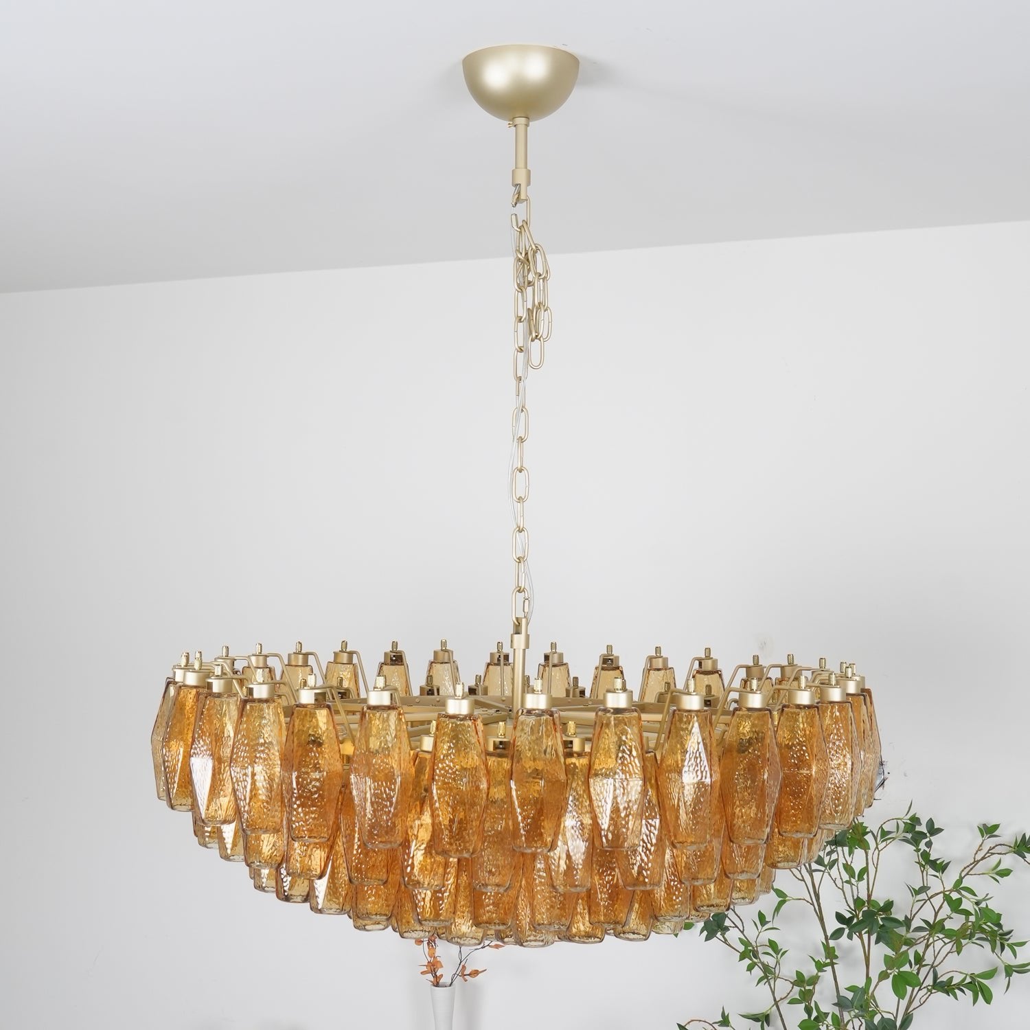 Murano Rhombus Amber Glass Chandelier