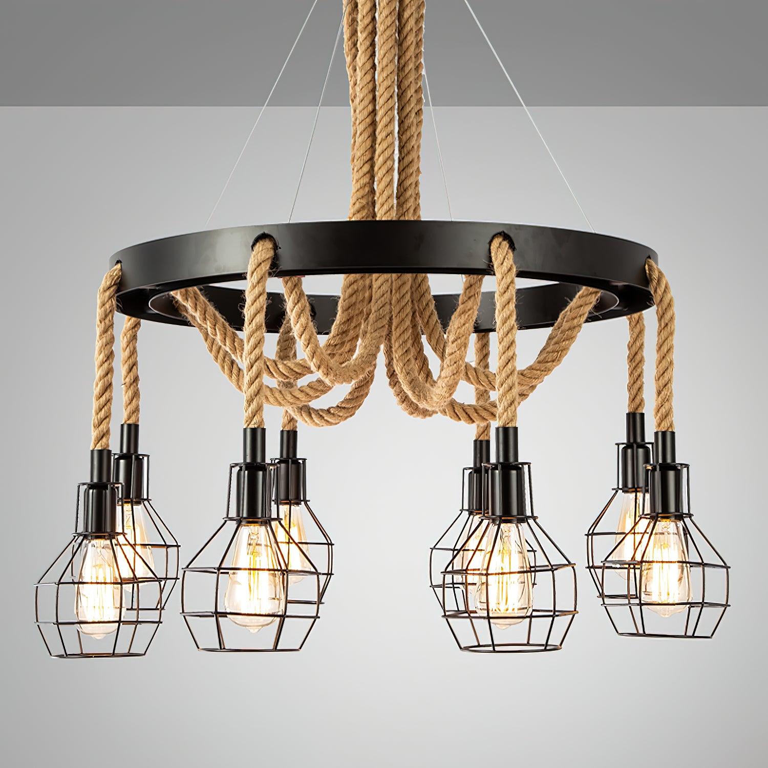 Hemp Rope Industrial Starfall Chandelier