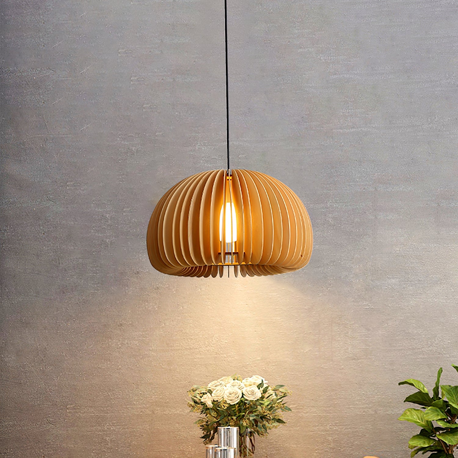 Wooden Pumpkin Pendant Lamp