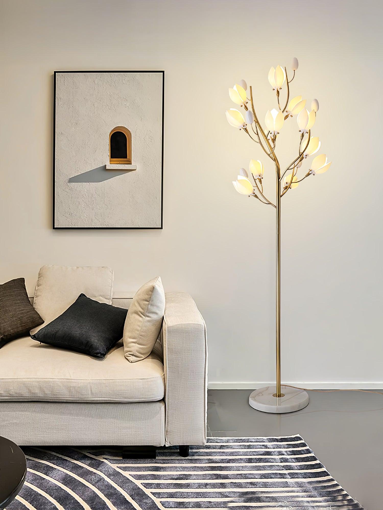 Porcelain Magnolia Floor Lamp