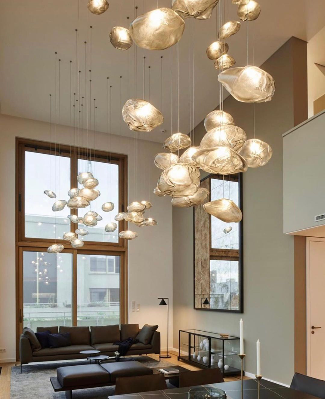 Blown Glass Mesh Pendant Light