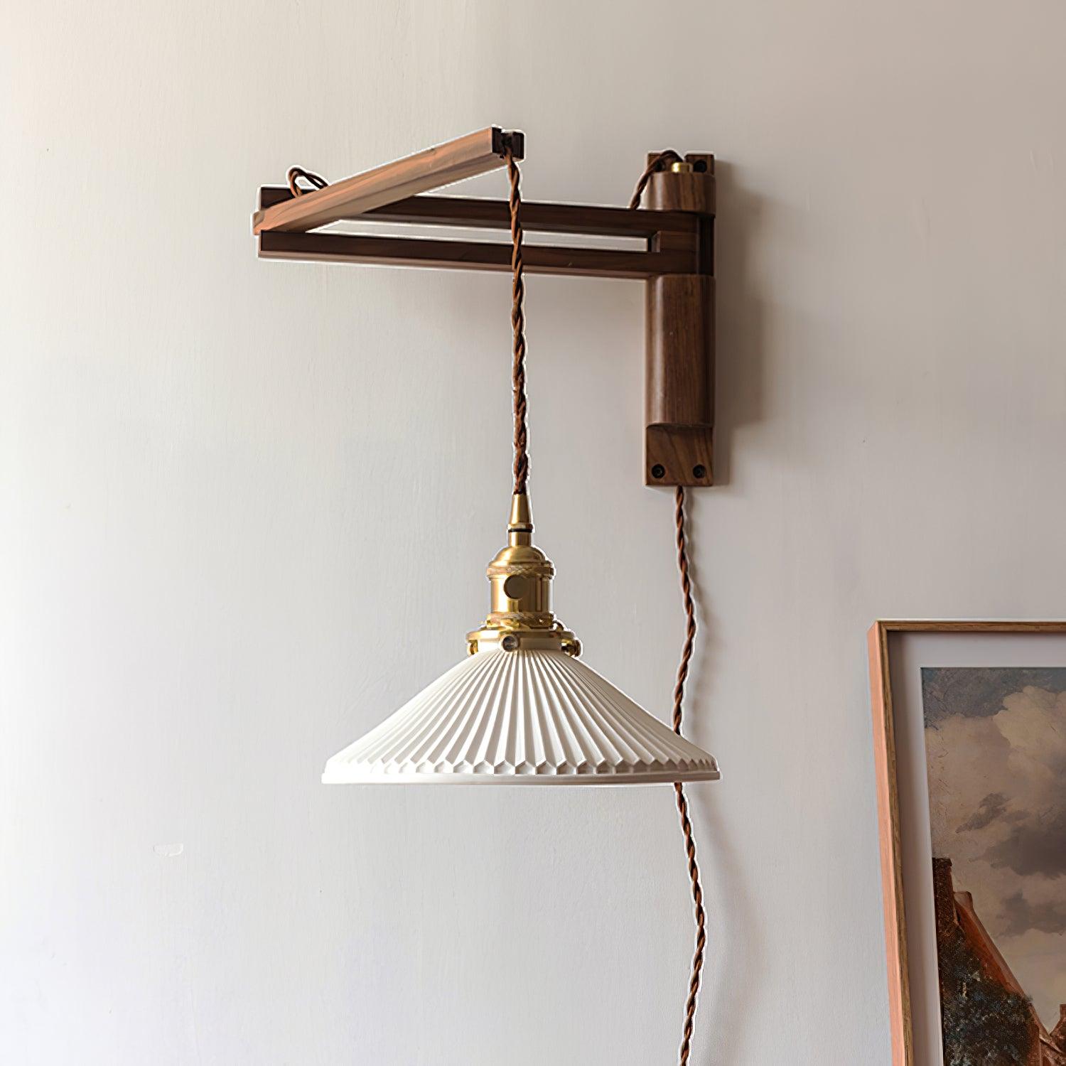 Walnut Swing Arm Wall Lamp